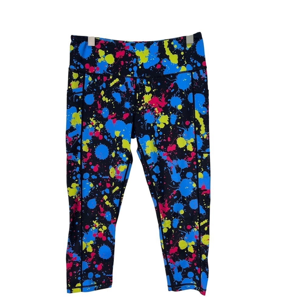 Constantly Varied Gear CVG Leggings Women's Large Paint Splatter Workout Cropped